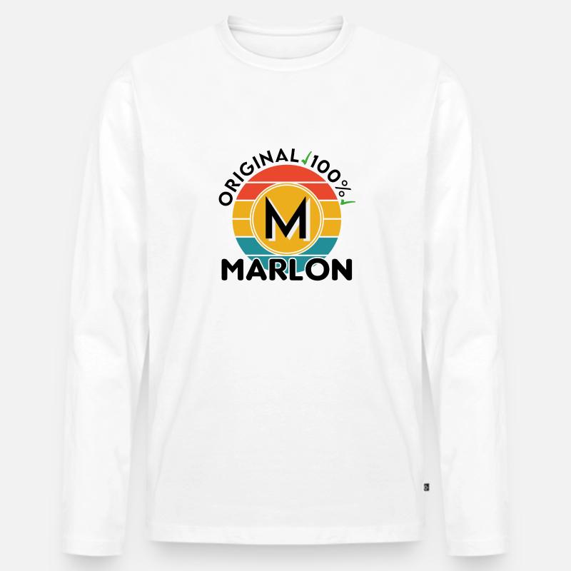Marlon - Männer Premium Bio Langarmshirt - Weiß