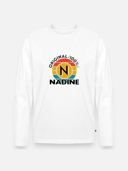 Nadine - Männer Premium Bio Langarmshirt - Weiß