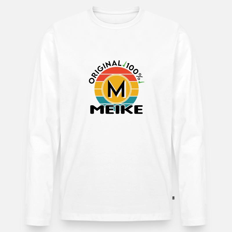 Meike - Männer Premium Bio Langarmshirt - Weiß