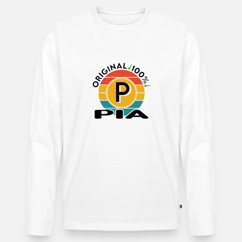 Pia - Männer Premium Bio Langarmshirt - Weiß
