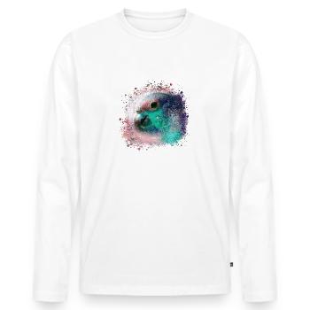 parrot, macaw, watercolor bird, graffiti,colorful - Men's Premium Organic Long Sleeve Shirt - white - Front - Nico (187cm)