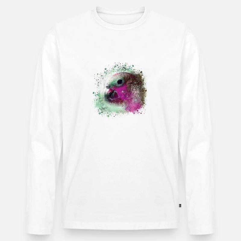 Papagei, ara, aquarell vogel, graffiti,bunt - Männer Premium Bio Langarmshirt - Weiß