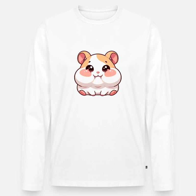 Süßer Hamster mit prallen Backen - Männer Premium Bio Langarmshirt - Weiß