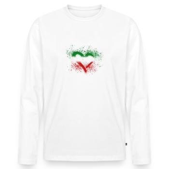 Free Iran,Heart,Iran,Flag,Graffiti - Men's Premium Organic Long Sleeve Shirt - white - Front - Nico (187cm)