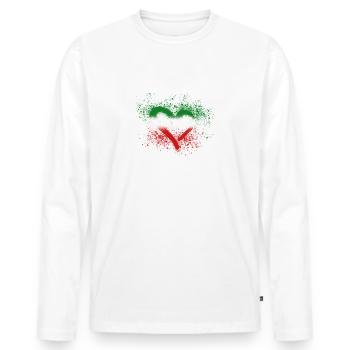 Iran,coeur,iran,drapeau,graffiti - T-shirt manches longues Premium bio Homme - blanc - Devant - Nico (187cm)