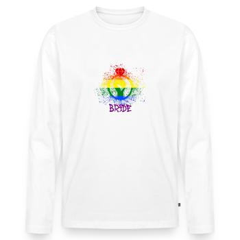 bride,braut,LGBT,regenbogen,pride,gay pride - Männer Premium Bio Langarmshirt - Weiß - Vorne - Nico (187cm)