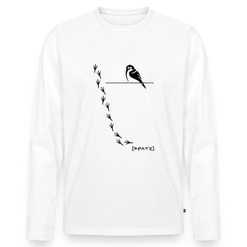 Spatz mit Spuren - Männer Premium Bio Langarmshirt - Weiß - Vorne - Nico (187cm)