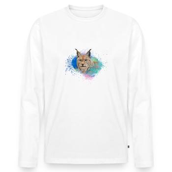 lynx,cat,painting,watercolor,painting - Men's Premium Organic Long Sleeve Shirt - white - Front - Nico (187cm)