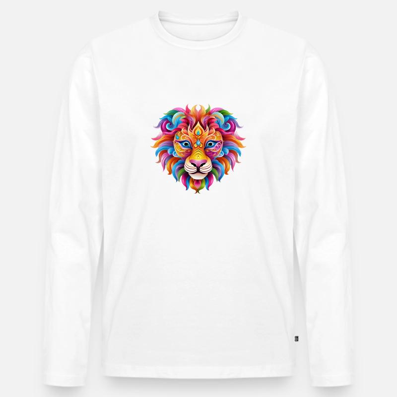 Mardi Gras Löwe - Comic-Stil - Männer Premium Bio Langarmshirt - undefined