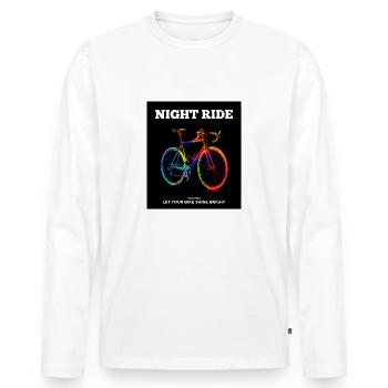 Neon Road Bike « Night ride » Type Vélo Cyclisme - T-shirt manches longues Premium bio Homme - blanc - Devant - Nico (187cm)
