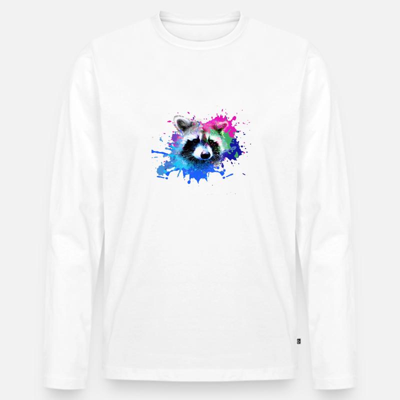 waschbär,bär,graffiti,malerei,bunt - Männer Premium Bio Langarmshirt - Weiß