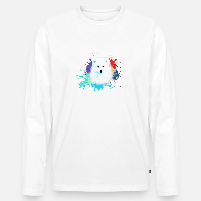 samojede, hund ,graffiti,malerei wolf,pastell,bunt - Männer Premium Bio Langarmshirt - Weiß