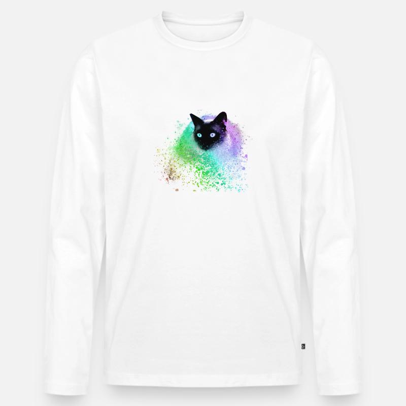 siam katze,bunt,graffit,imalerei kunst,katze,retro - Männer Premium Bio Langarmshirt - Weiß