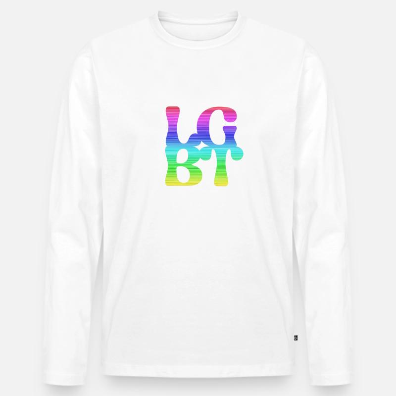 lgbt,typo,pride,regenbogen - Männer Premium Bio Langarmshirt - Weiß