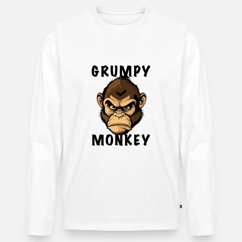 GRUMPY MONKEY - Männer Premium Bio Langarmshirt - Weiß