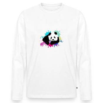 Panda,Panda Bear,Colorful,Graffiti,Painting,Blots - Men's Premium Organic Long Sleeve Shirt - white - Front - Nico (187cm)