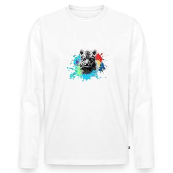 Tiger Baby,Tiger,Blue,Graffiti,Painting,Blot - Men's Premium Organic Long Sleeve Shirt - white - Front - Nico (187cm)