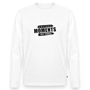 Collect moments, not things. - Men's Premium Organic Long Sleeve Shirt - white - Front - Nico (187cm)
