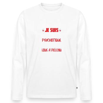 Je suis le viticulteur psychotique t-shirt homme - T-shirt manches longues Premium bio Homme - blanc - Devant - Nico (187cm)