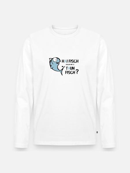 Haifisch Thunfisch - Männer Premium Bio Langarmshirt - Weiß