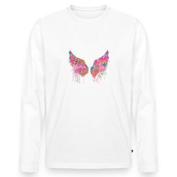 Angelwings,Wings,Colorful,Angel Wings,Flowers - Men's Premium Organic Long Sleeve Shirt - white - Front - Nico (187cm)