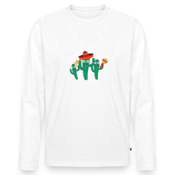 Famille de cactus,Mexique,Mexicain,Tequila - T-shirt manches longues Premium bio Homme - blanc - Devant - Nico (187cm)