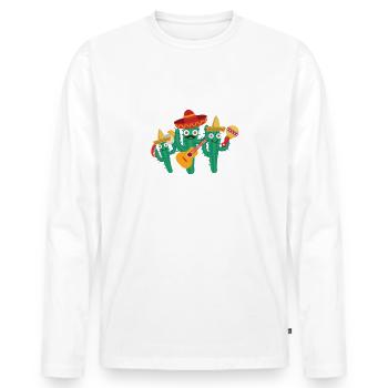 cactus family,Mexico,Mexican,Mariachi - Men's Premium Organic Long Sleeve Shirt - white - Front - Nico (187cm)