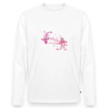 Sakura,Cherry Blossom,Blossoms,Cherry Blossom,Koi Carp - Men's Premium Organic Long Sleeve Shirt - white - Front - Nico (187cm)