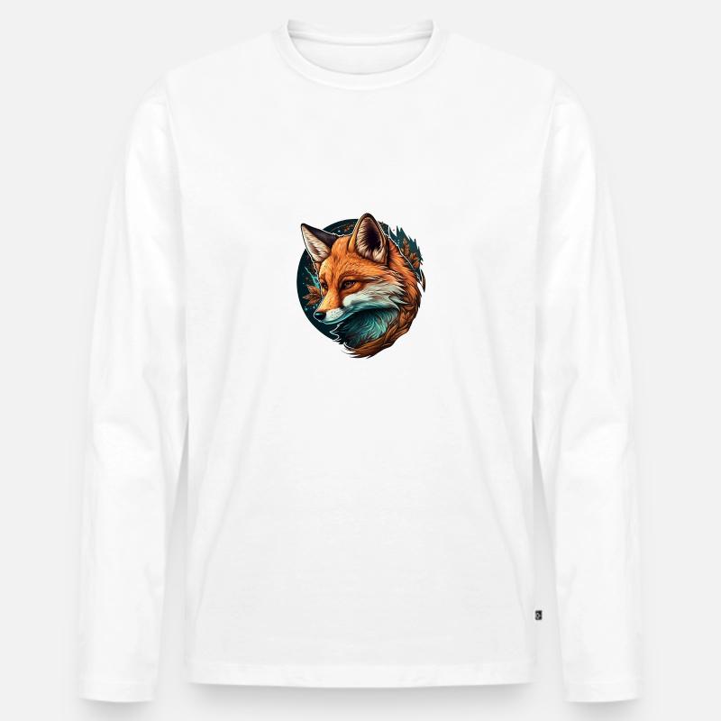 Fox - Männer Premium Bio Langarmshirt - Weiß