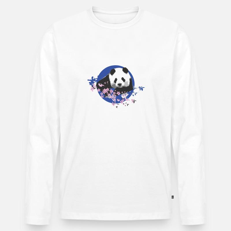 panda,pandabär,bunt,graffiti,kirschblüte - Männer Premium Bio Langarmshirt - Weiß