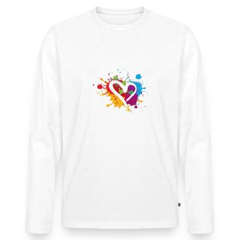 Heart,Colorful,Blobs,Color blobs,Colorful - Men's Premium Organic Long Sleeve Shirt - white - Front - Nico (187cm)