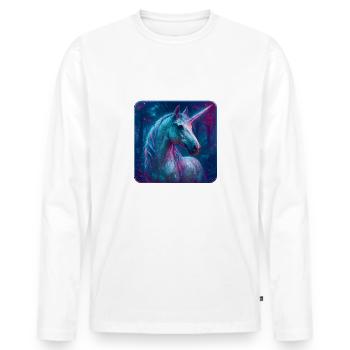 Holstein unicorn in neon style and cyber vibes - Men's Premium Organic Long Sleeve Shirt - white - Front - Nico (187cm)