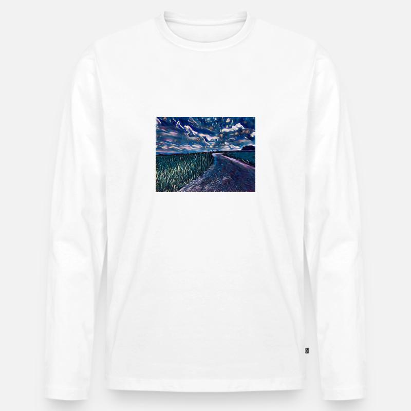 Midnight - Männer Premium Bio Langarmshirt - Weiß