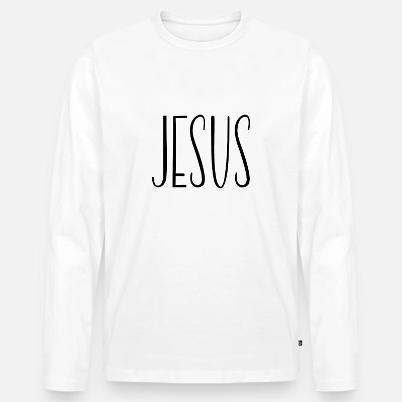 Jesus - Männer Premium Bio Langarmshirt - Weiß