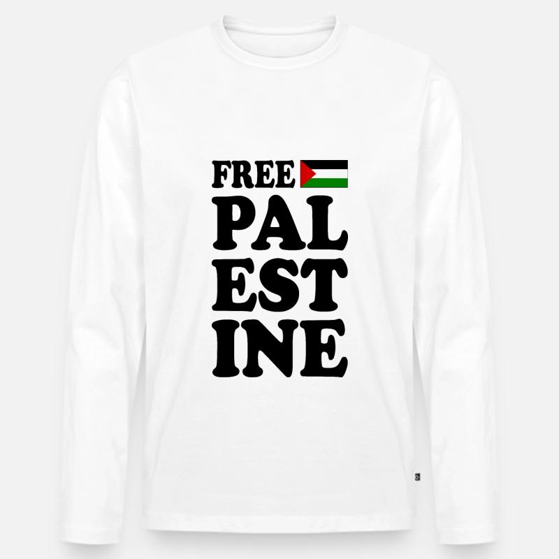 Free palestine - Männer Premium Bio Langarmshirt - Weiß