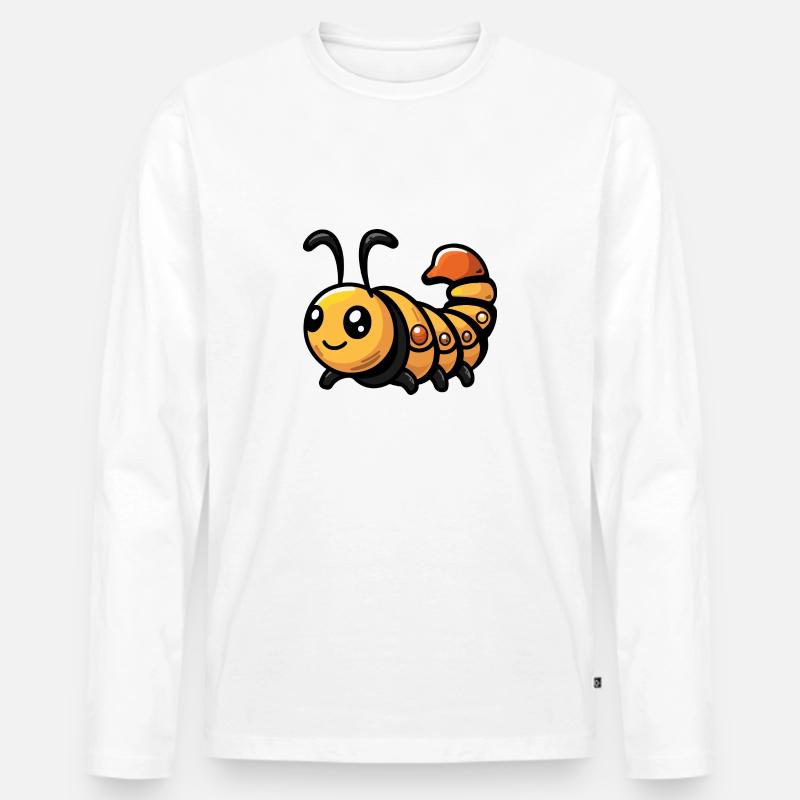 Wurm Comic - Männer Premium Bio Langarmshirt - Weiß