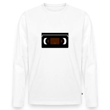 VHS, cassette vidéo, rétro, enregistreur vidéo - T-shirt manches longues Premium bio Homme - blanc - Devant - Nico (187cm)