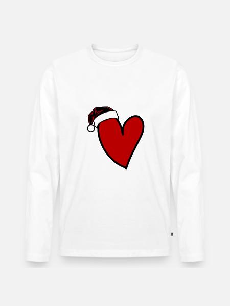 Herz Weihnachten - Männer Premium Bio Langarmshirt - Weiß