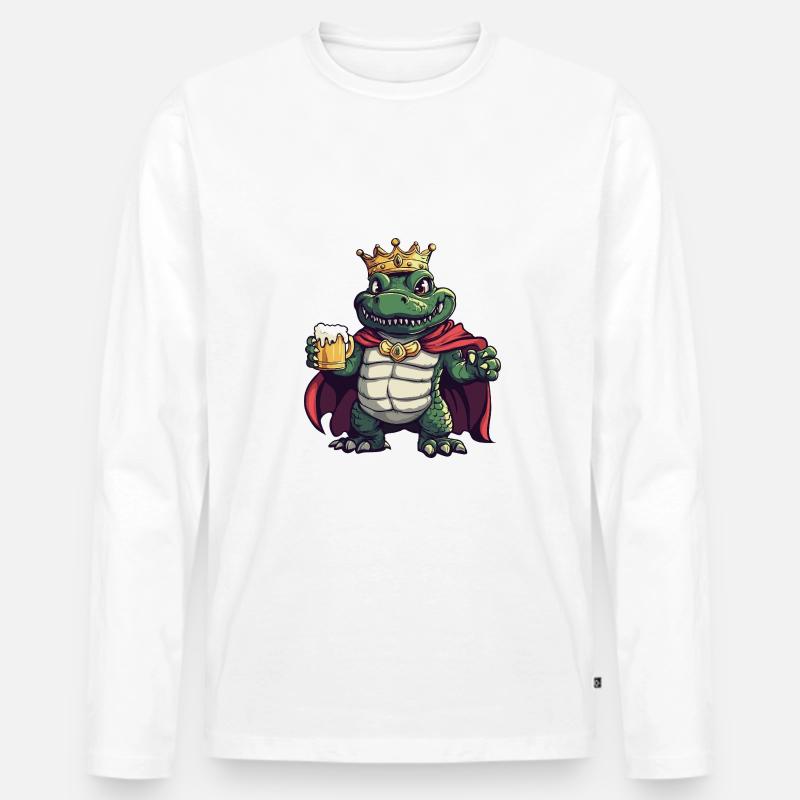 Alligator Bier Lustig - Männer Premium Bio Langarmshirt - Weiß