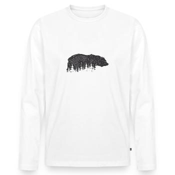 Bear in the forest - Men's Premium Organic Long Sleeve Shirt - white - Front - Nico (187cm)