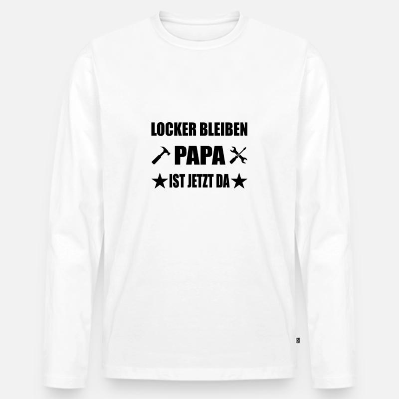 Papa - Männer Premium Bio Langarmshirt - Weiß