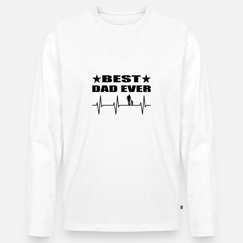 Papa - Männer Premium Bio Langarmshirt - Weiß
