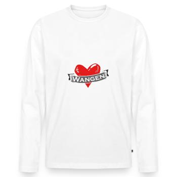 Wangen - Ich liebe Stadtnamen in Tattoo Stil - Männer Premium Bio Langarmshirt - Weiß - Vorne - Nico (187cm)