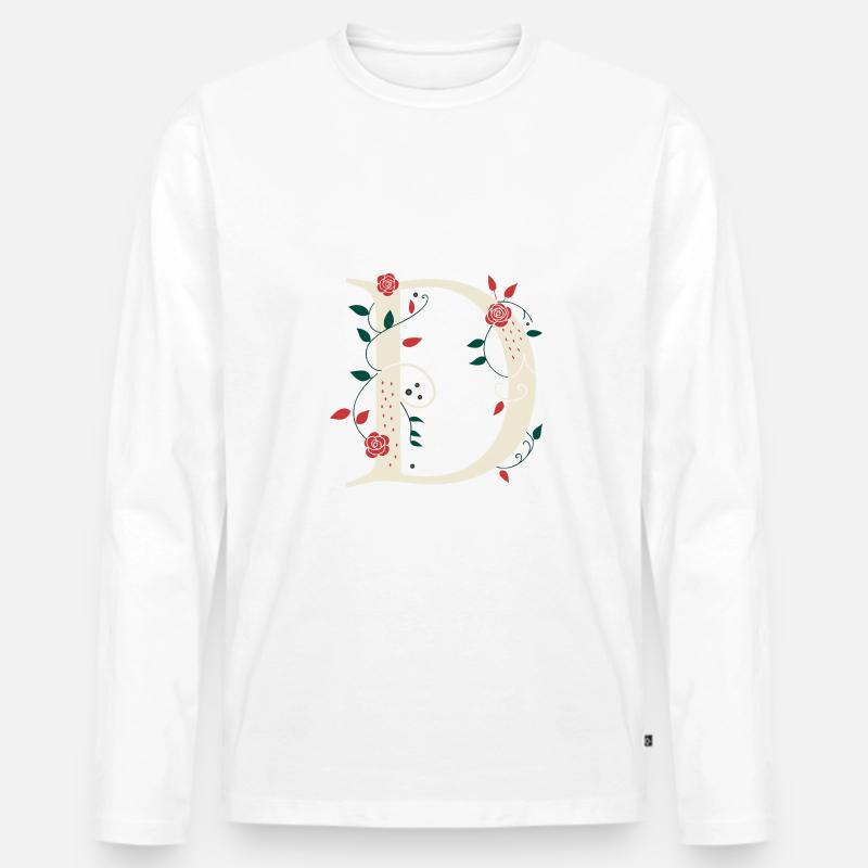 Buchstabe D Monogramm Retro - Männer Premium Bio Langarmshirt - Weiß