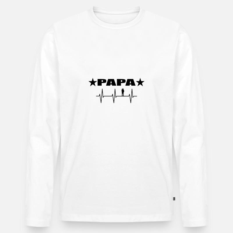Papa - Männer Premium Bio Langarmshirt - Weiß