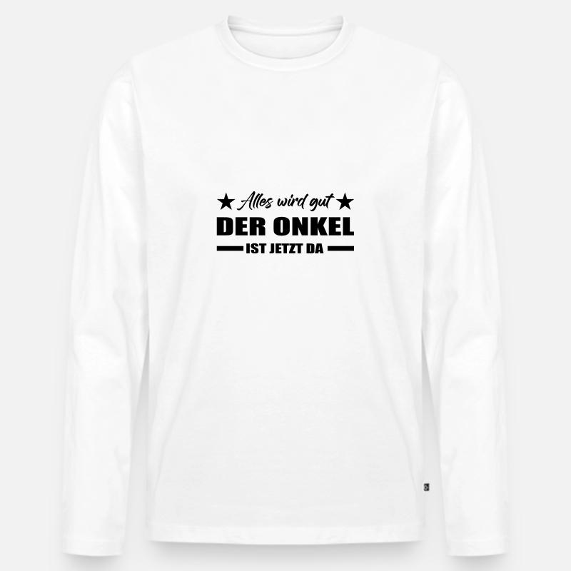 Onkel - Männer Premium Bio Langarmshirt - Weiß