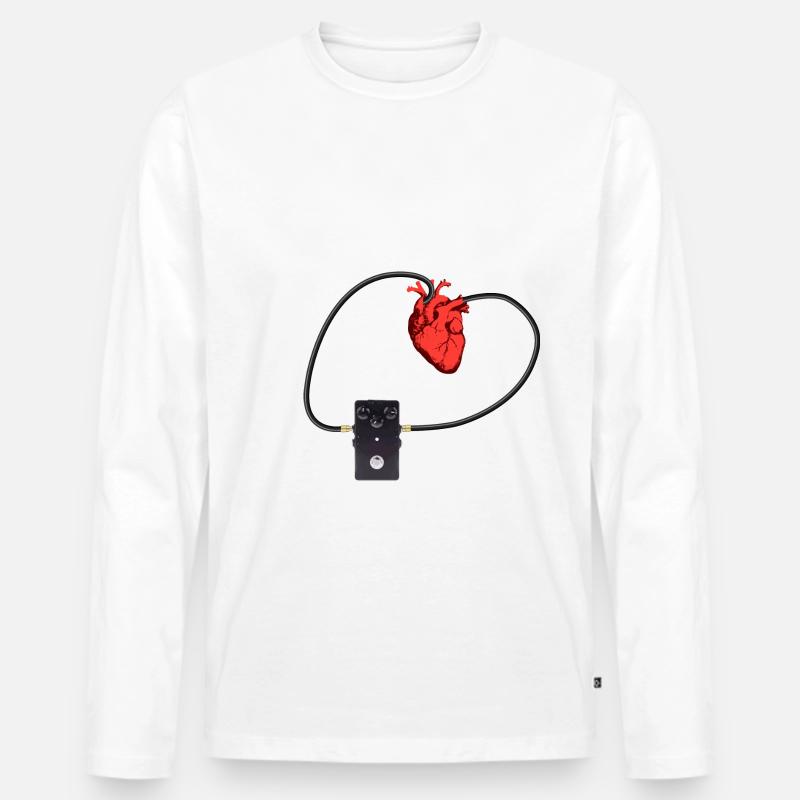 Phaser Herz - Männer Premium Bio Langarmshirt - Weiß