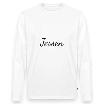 Jessen - Textdesign mit Stadtnamen - Männer Premium Bio Langarmshirt - Weiß - Vorne - Nico (187cm)