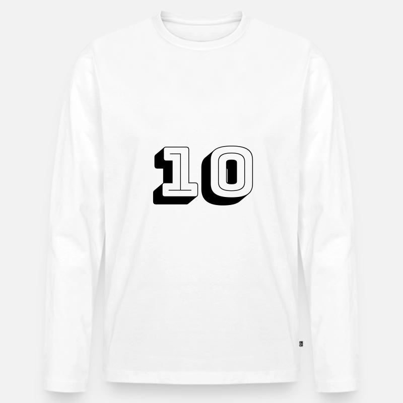 10 - Männer Premium Bio Langarmshirt - Weiß