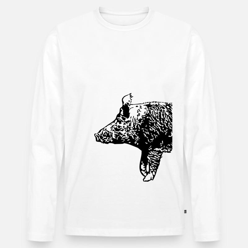 Wild Boar - Wildschwein - Männer Premium Bio Langarmshirt - Weiß